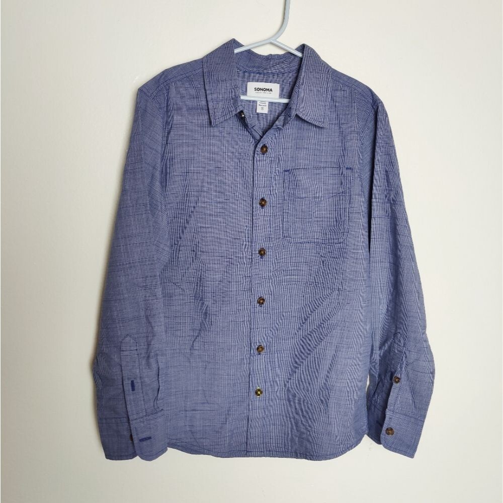 NWT Sonoma Boys' Blue Button Down Shirt, Size S